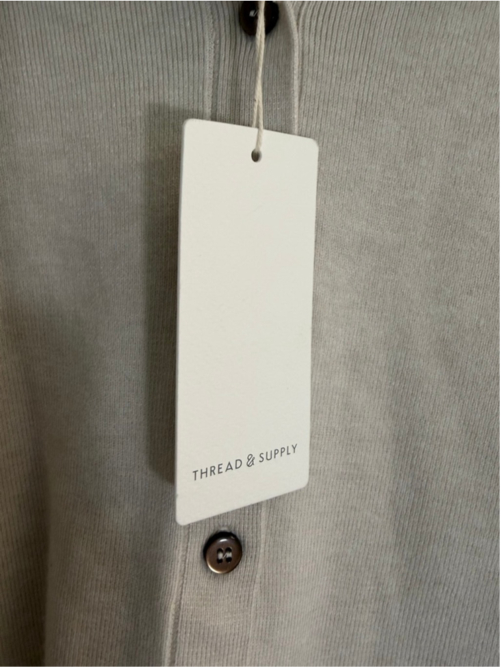 Thread & Supply NWT Oatmeal Cream Collared Henley Pullover Sweater Large - Picture 4 of 4
